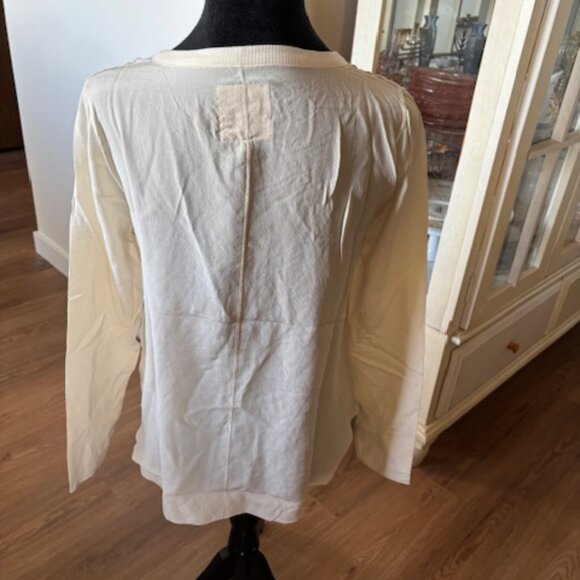 Chaser Ivory Silk Long Sleeve Pullover Top Blouse NWT Small - Picture 3 of 7